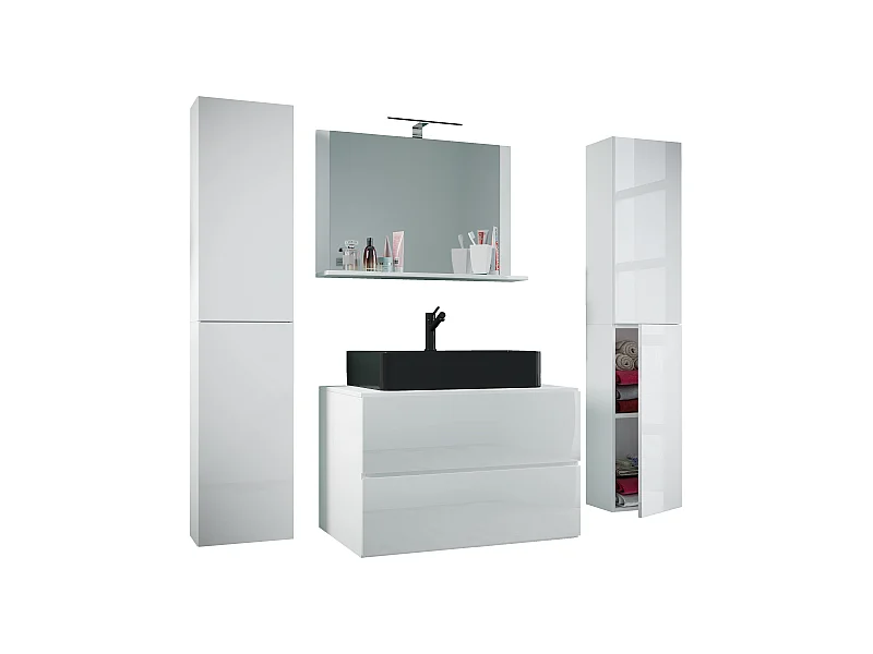Bathroom furniture washbasin Lendas White H. 150 x W. 147 x D. 52 cm