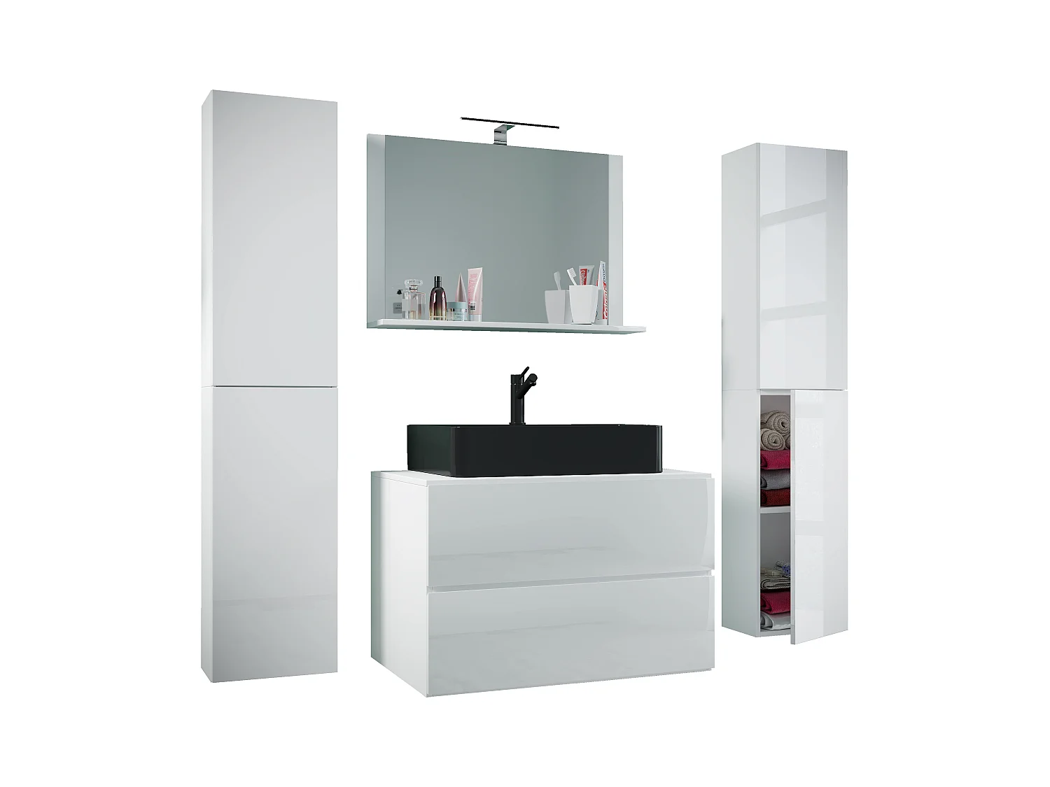 Bathroom furniture washbasin Lendas White H. 150 x W. 147 x D. 52 cm
