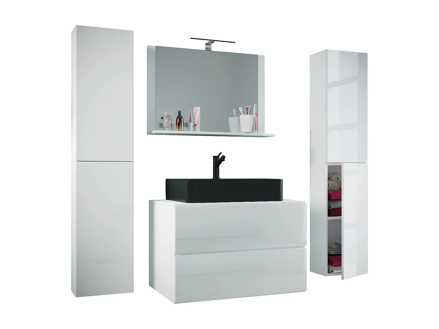 Bathroom furniture washbasin Lendas White H. 150 x W. 147 x D. 52 cm