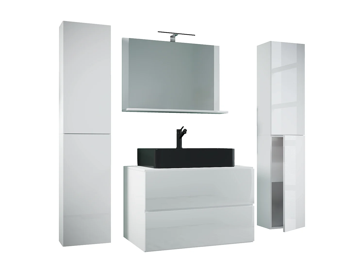 Bathroom furniture washbasin Lendas White H. 150 x W. 147 x D. 52 cm