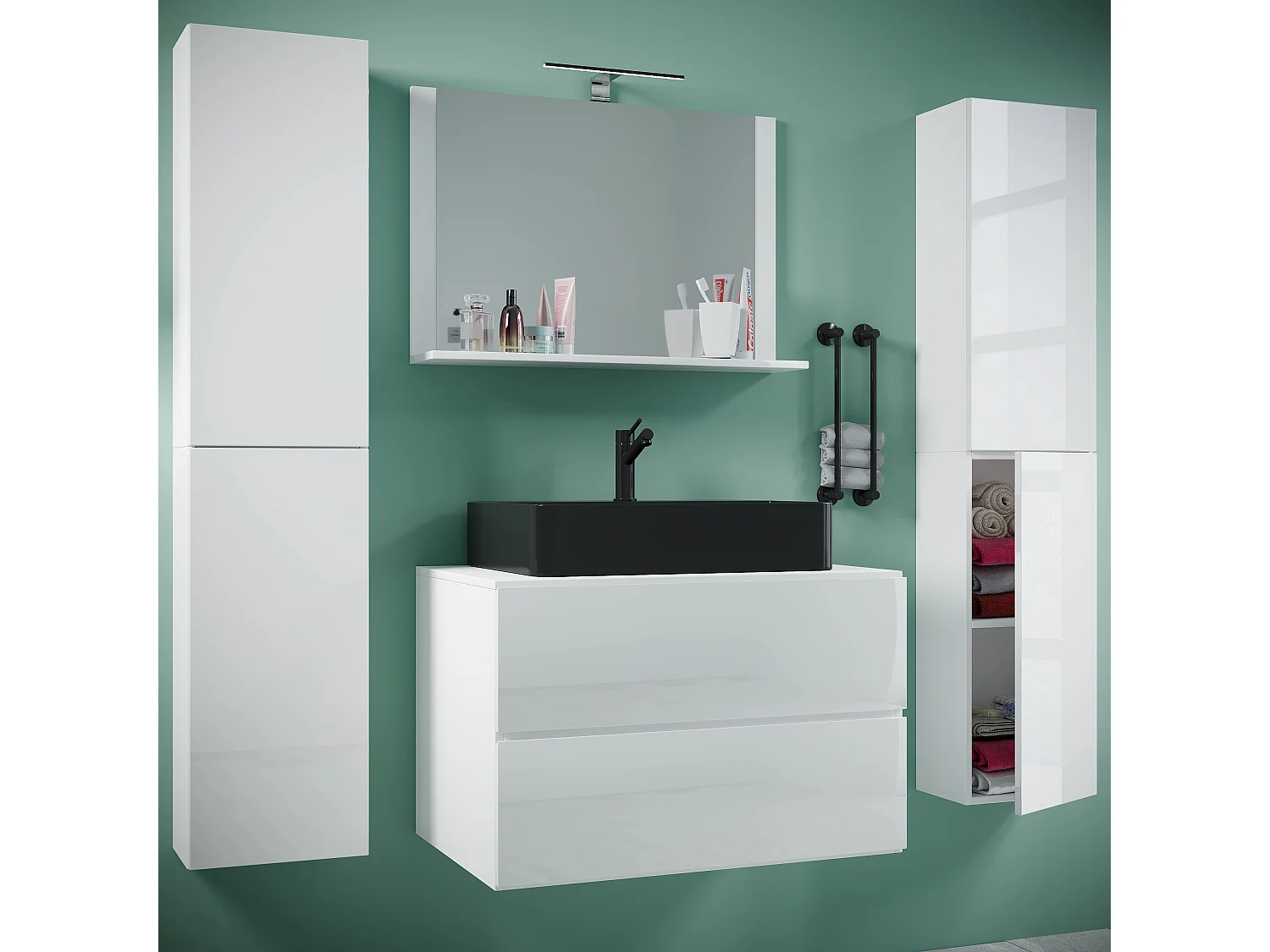 Bathroom furniture washbasin Lendas White H. 150 x W. 147 x D. 52 cm
