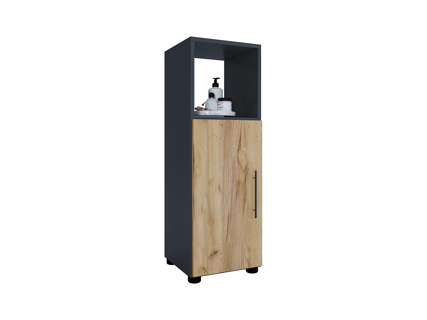 Bathroom furniture Midischrank Flandu Anthracite / honey oak H. 93 x W. 31 x D. 30 cm