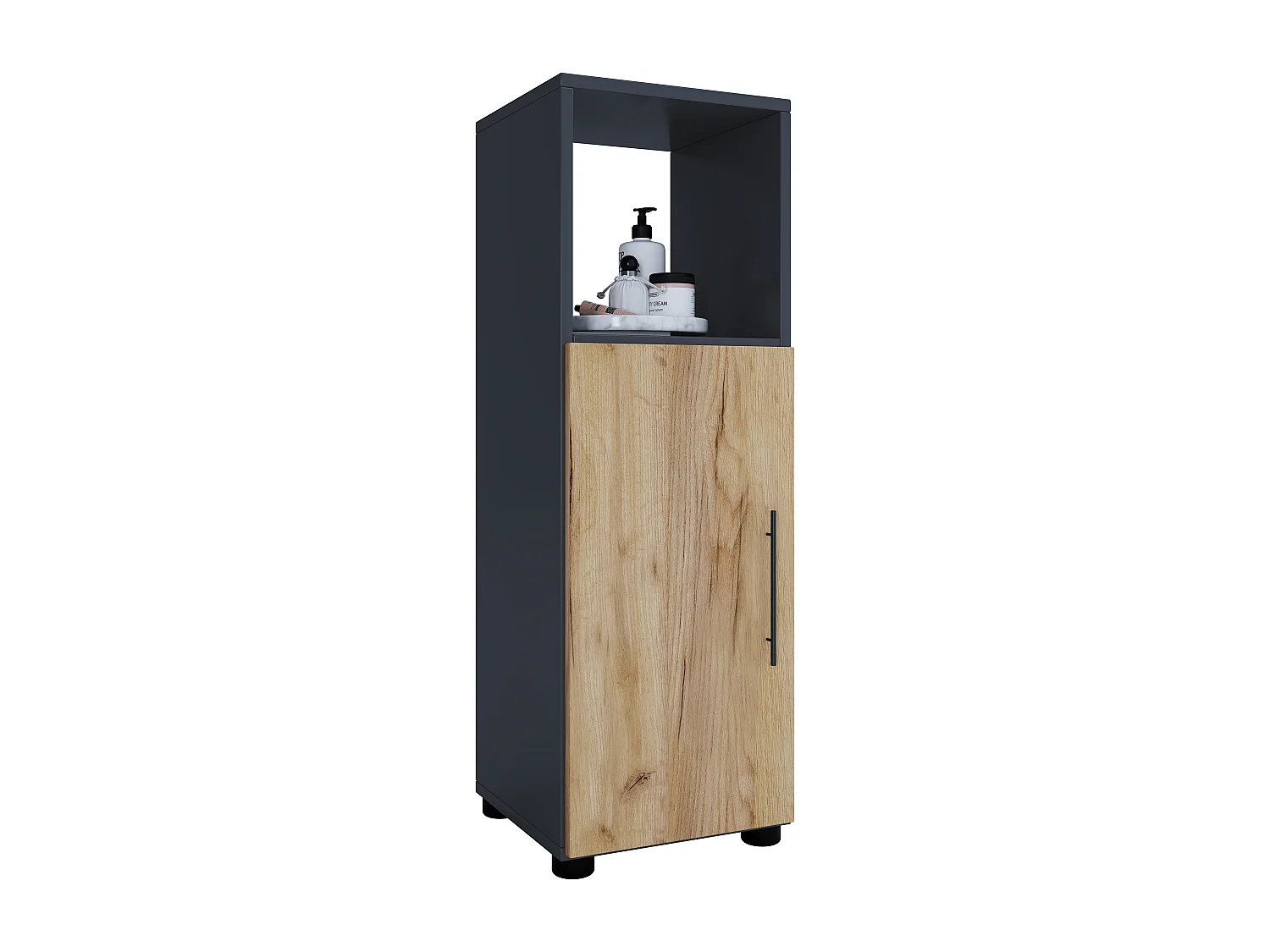 Bathroom furniture Midischrank Flandu Anthracite / honey oak H. 93 x W. 31 x D. 30 cm