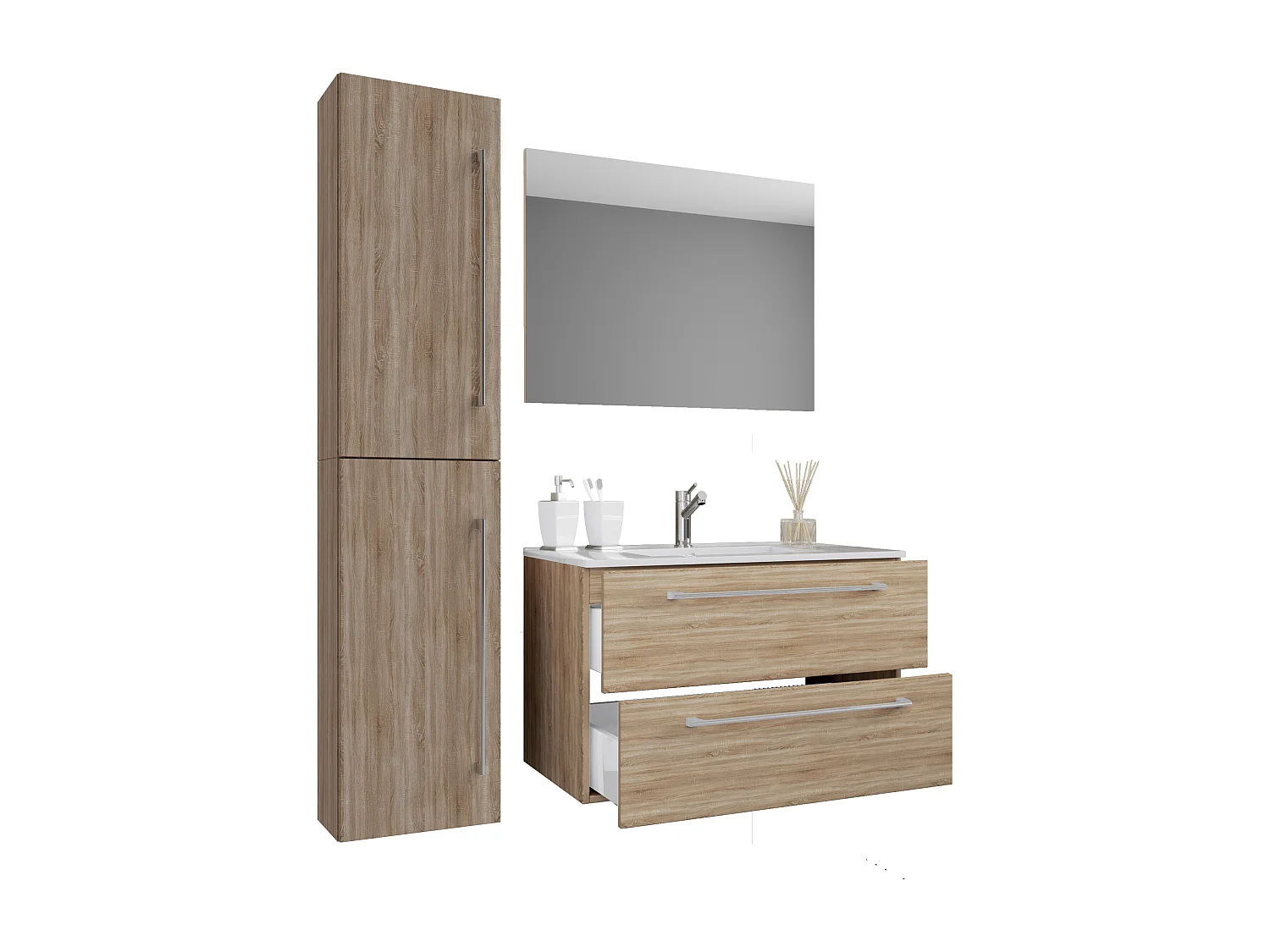 4-tlg. Waschplatz Waschtisch Badinos Schublade SP