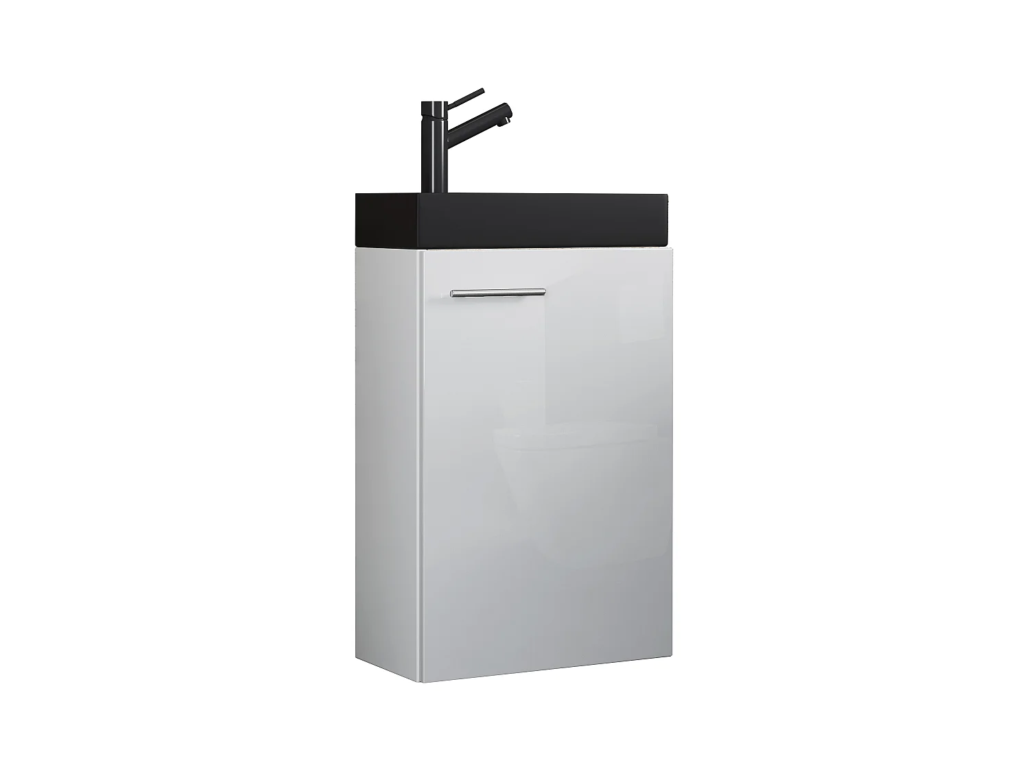 2-tlg Waschtisch Slito Toilette schmal Schwarz