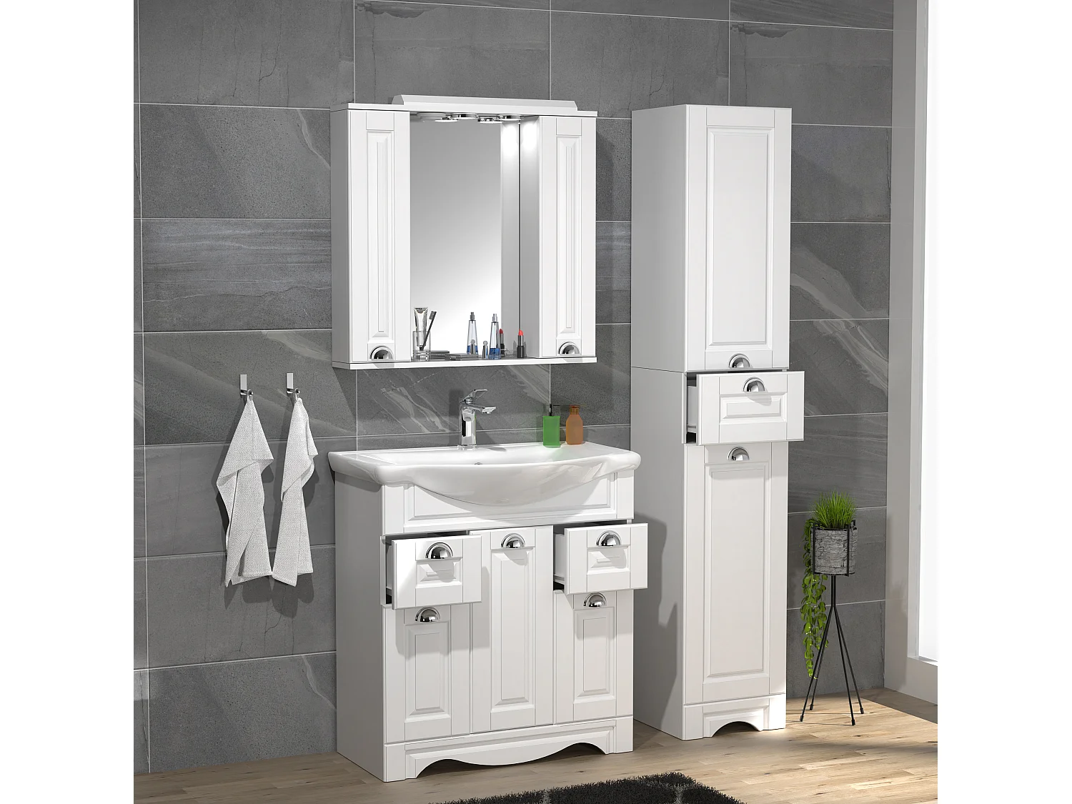 Bathroom furniture washbasin Casalo White H. 180 x W. 110 x D. 45 cm