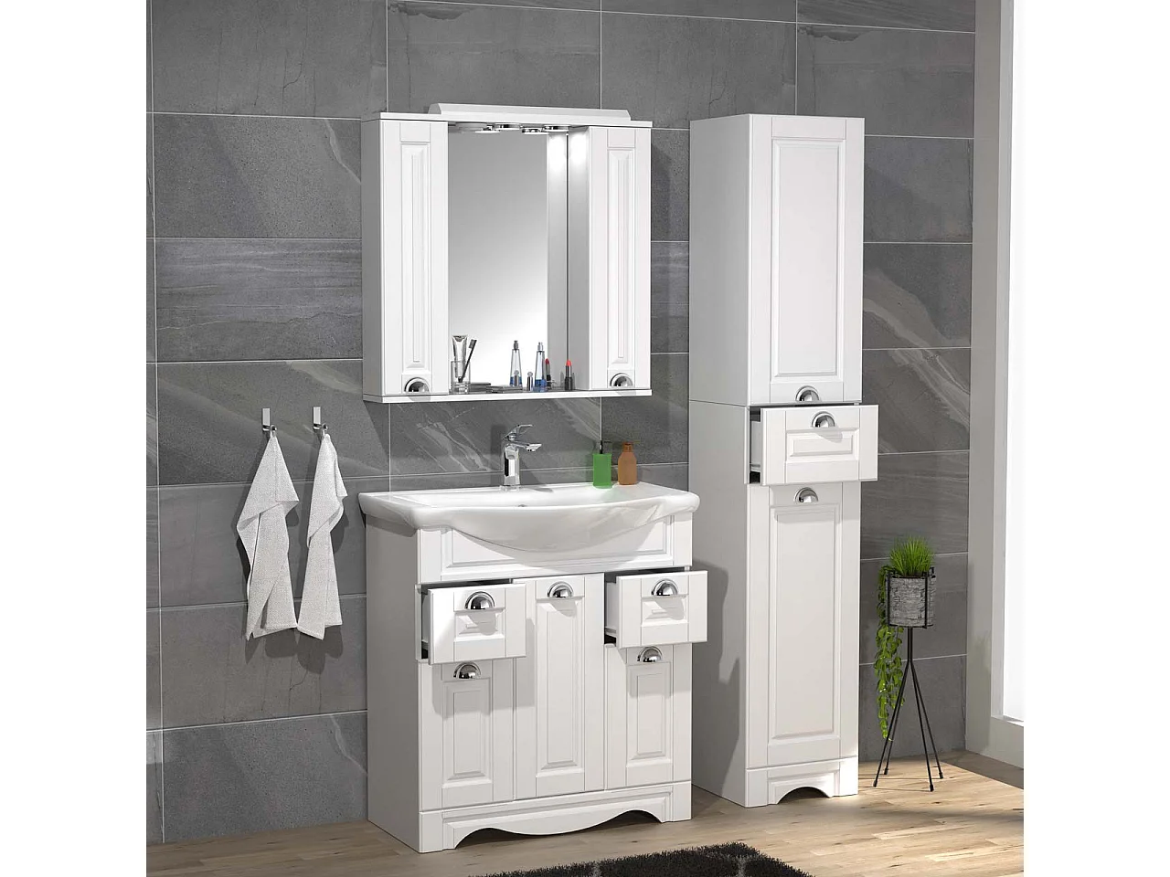 Bathroom furniture washbasin Casalo White H. 180 x W. 110 x D. 45 cm