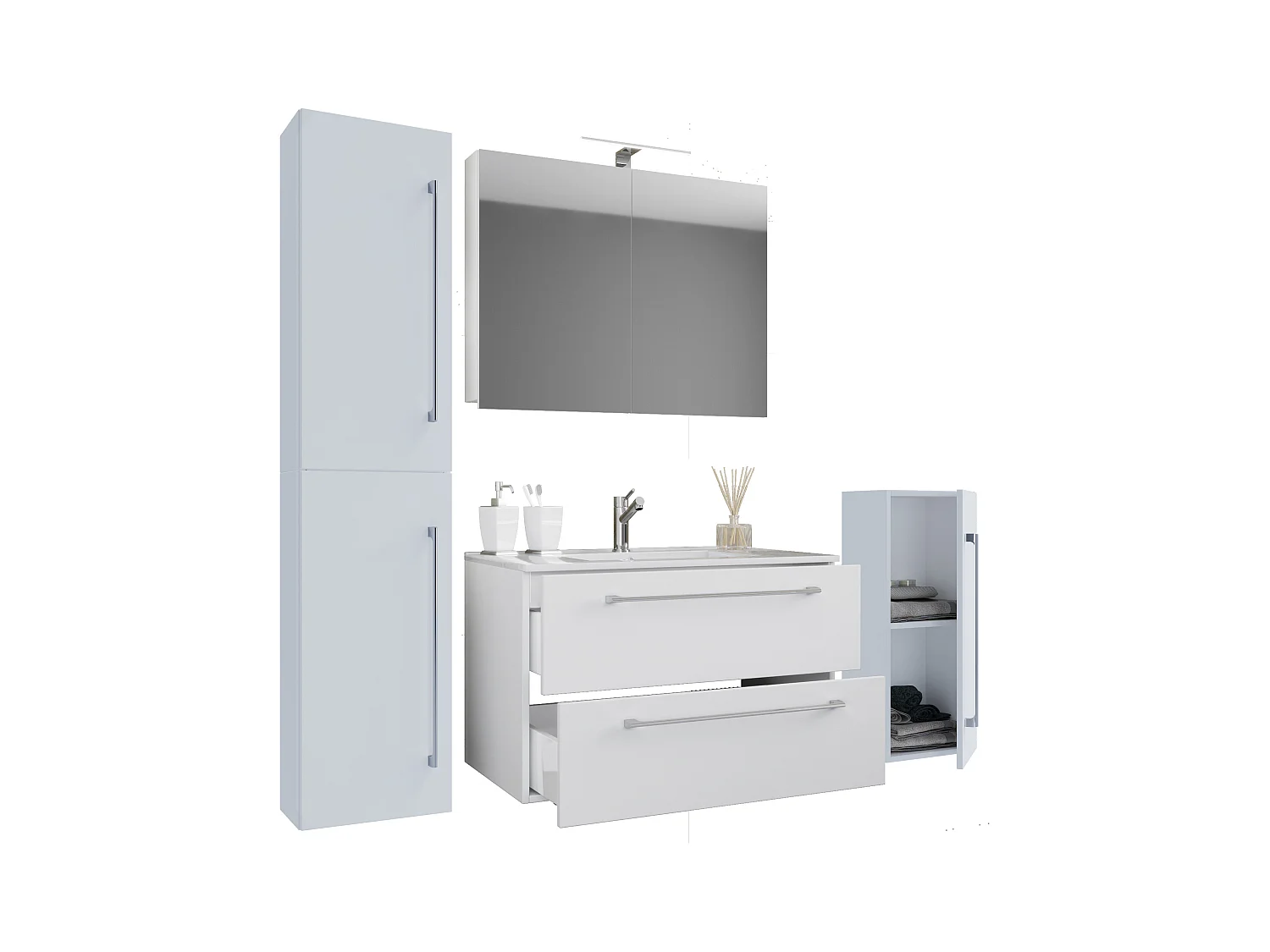 5-tlg. Waschplatz Waschtisch Badinos Schublade SC