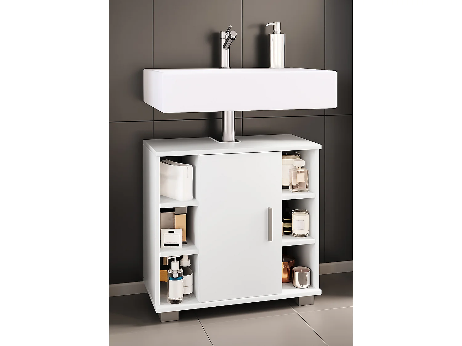 Mobiliário de banheiro armário de lavatório Zalo Branco A. 58 x L. 60 x P. 30 cm