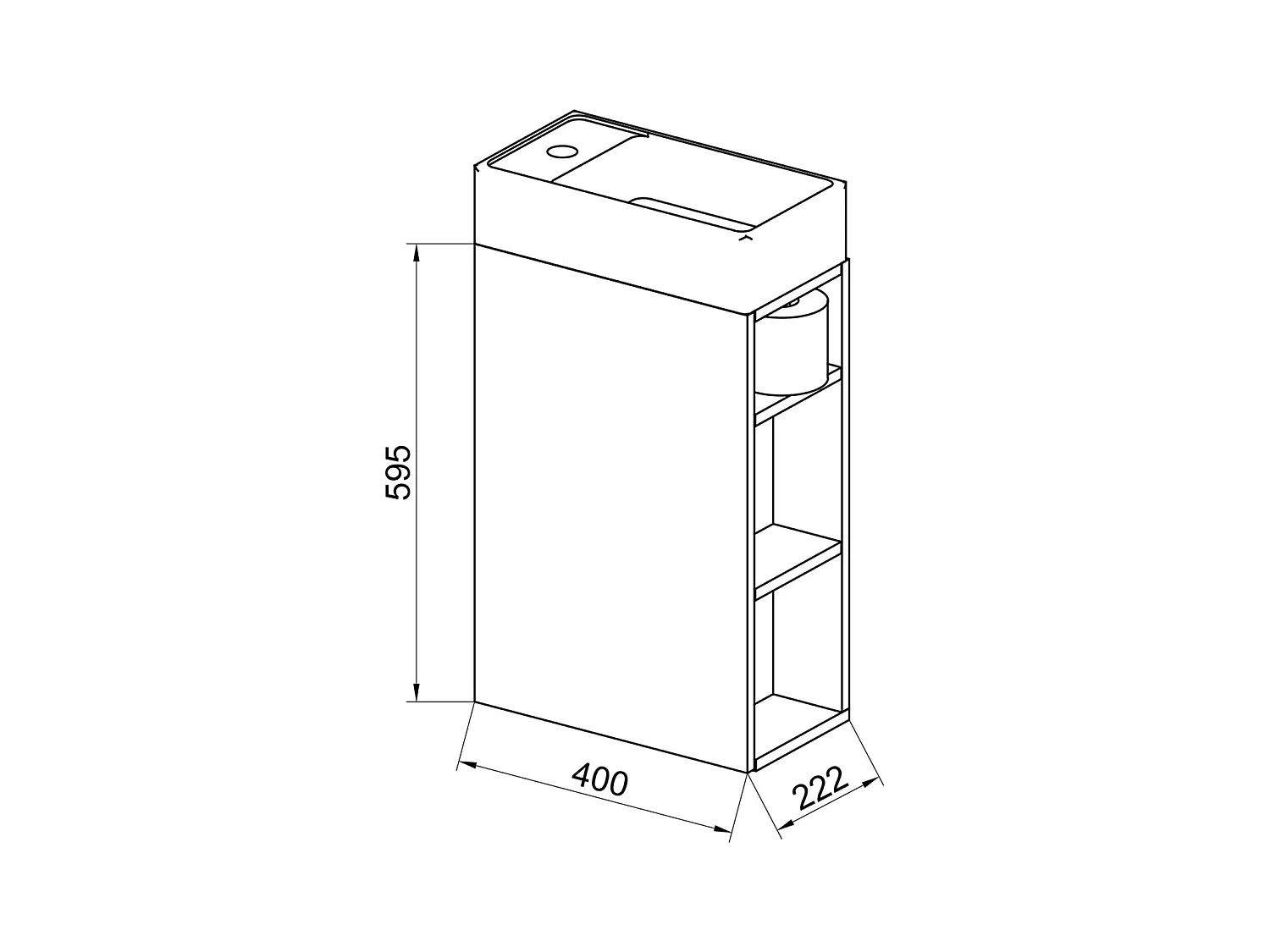 Bathroom furniture washbasin Lumia White H. 70 x W. 40 x D. 22 cm