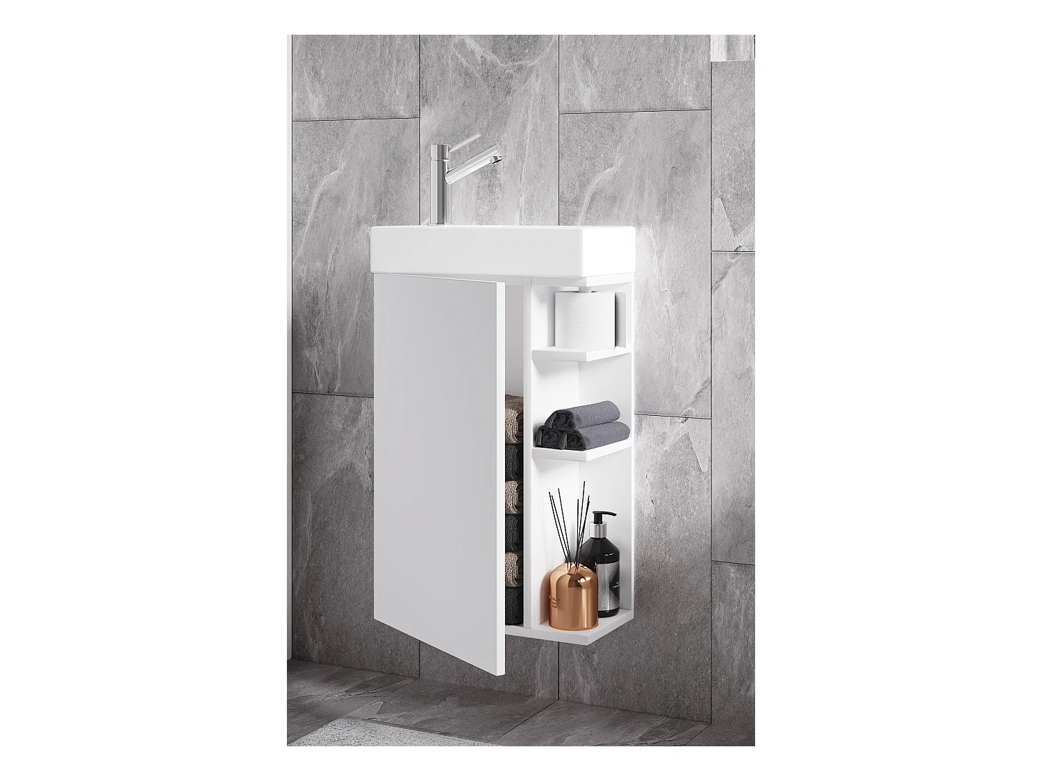 Bathroom furniture washbasin Lumia White H. 70 x W. 40 x D. 22 cm