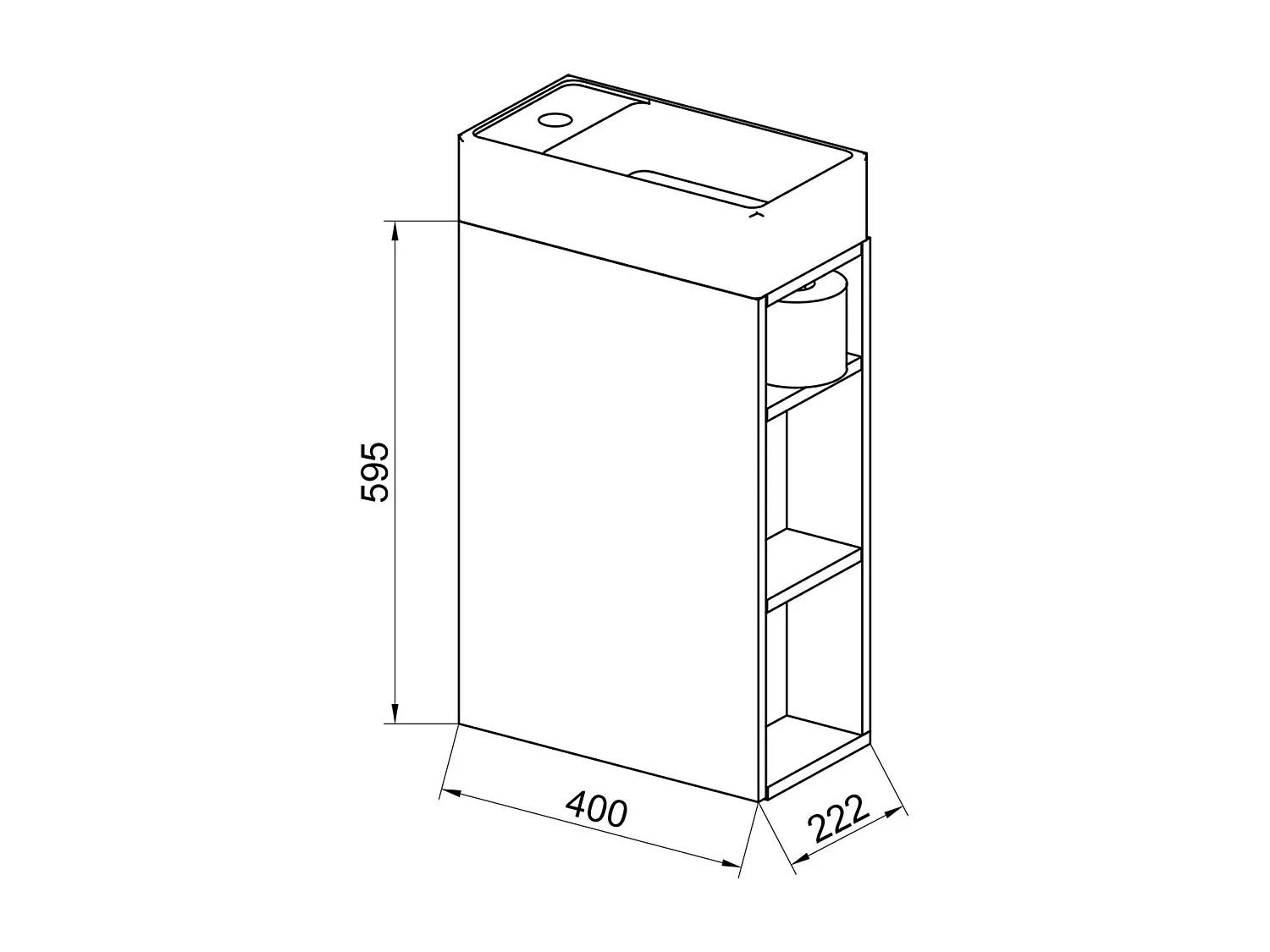 Bathroom furniture washbasin Lumia White H. 70 x W. 40 x D. 22 cm