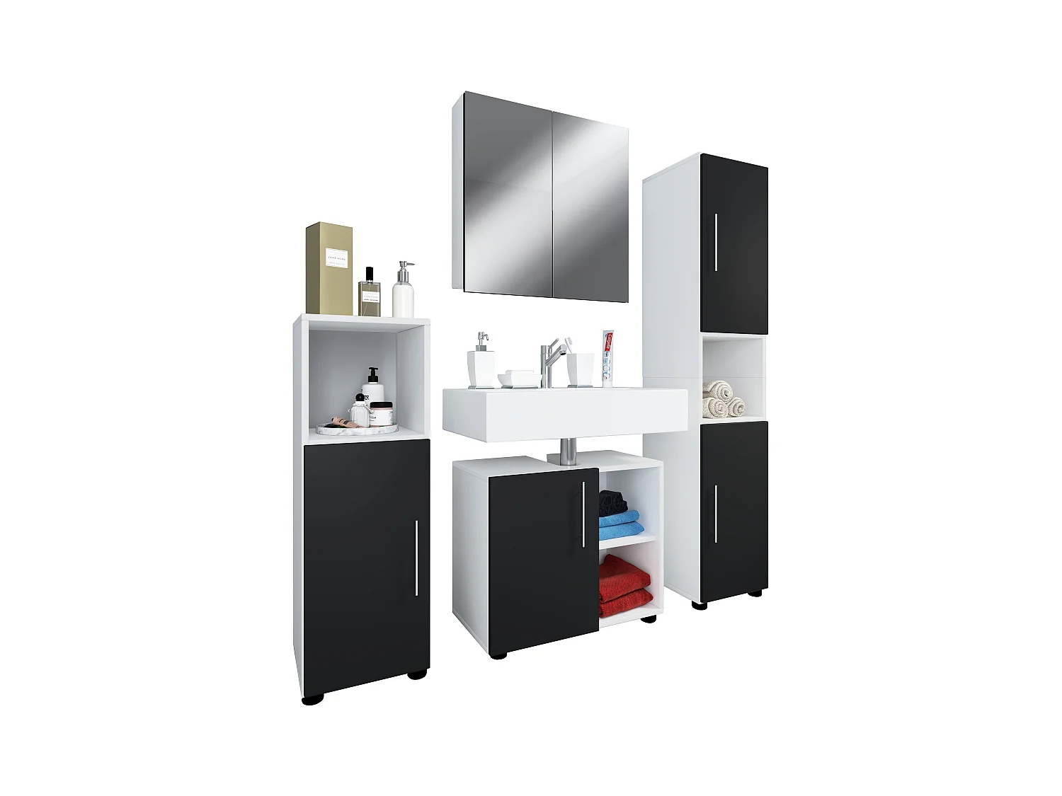 4-tlg. Badmöbel Set Komplett Badschrank Flandu Ill