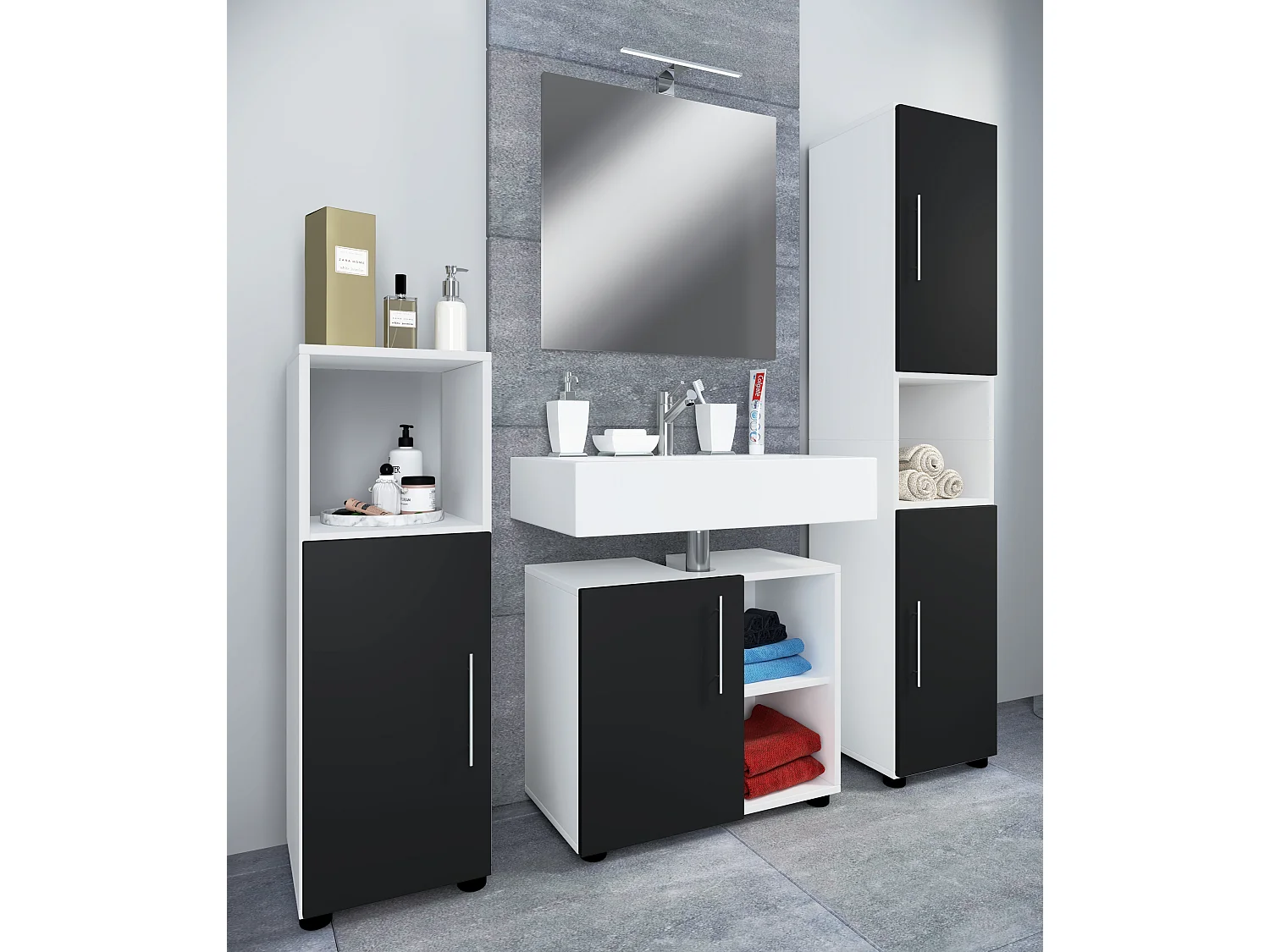 4-tlg. Badmöbel Set Komplett Badschrank Flandu Ill