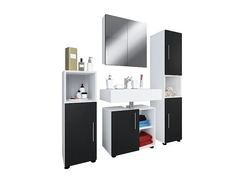 4-tlg. Badmöbel Set Komplett Badschrank Flandu Ill