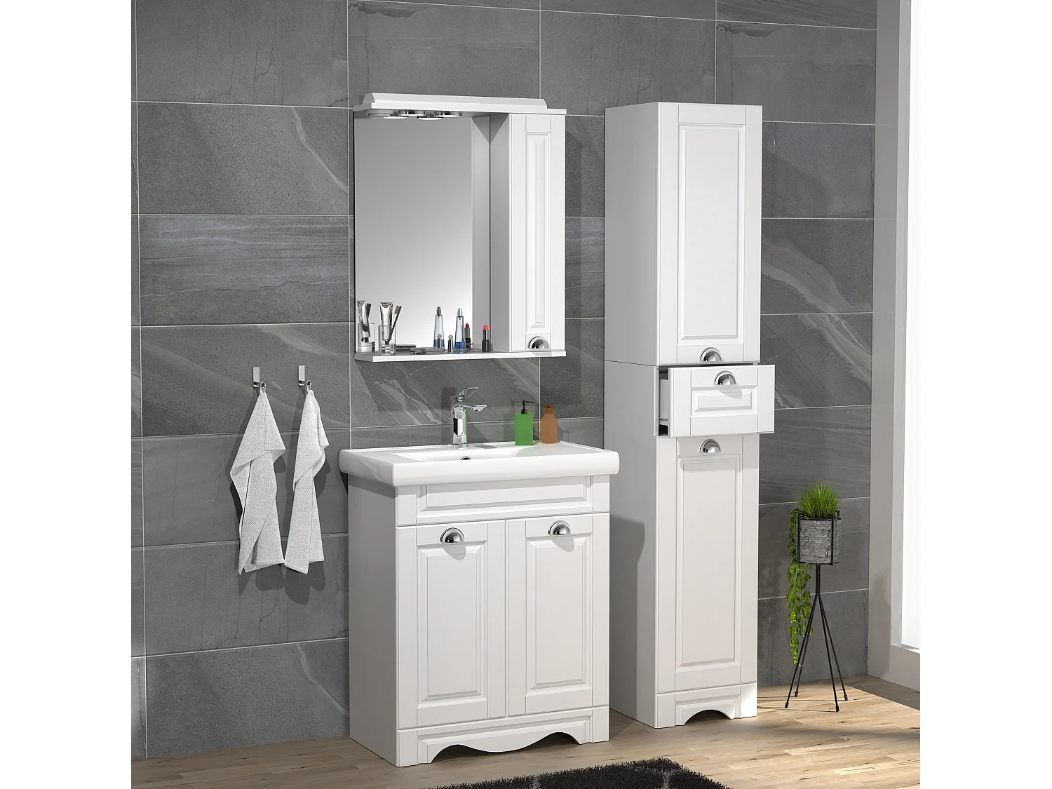 Bathroom furniture washbasin Casalo White H. 180 x W. 61 x D. 46 cm