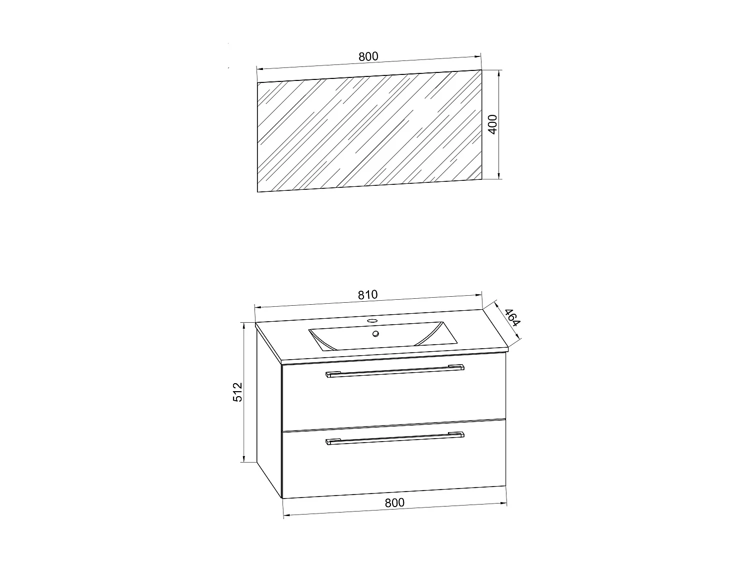Bathroom furniture washbasin Badinos Black H. 92 x W. 80 x D. 46 cm