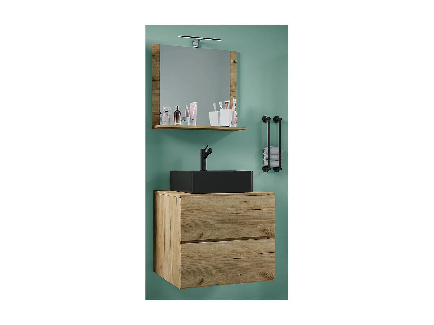 3-tlg Waschtisch Badmöbel Lendas 60 cm M Schublade