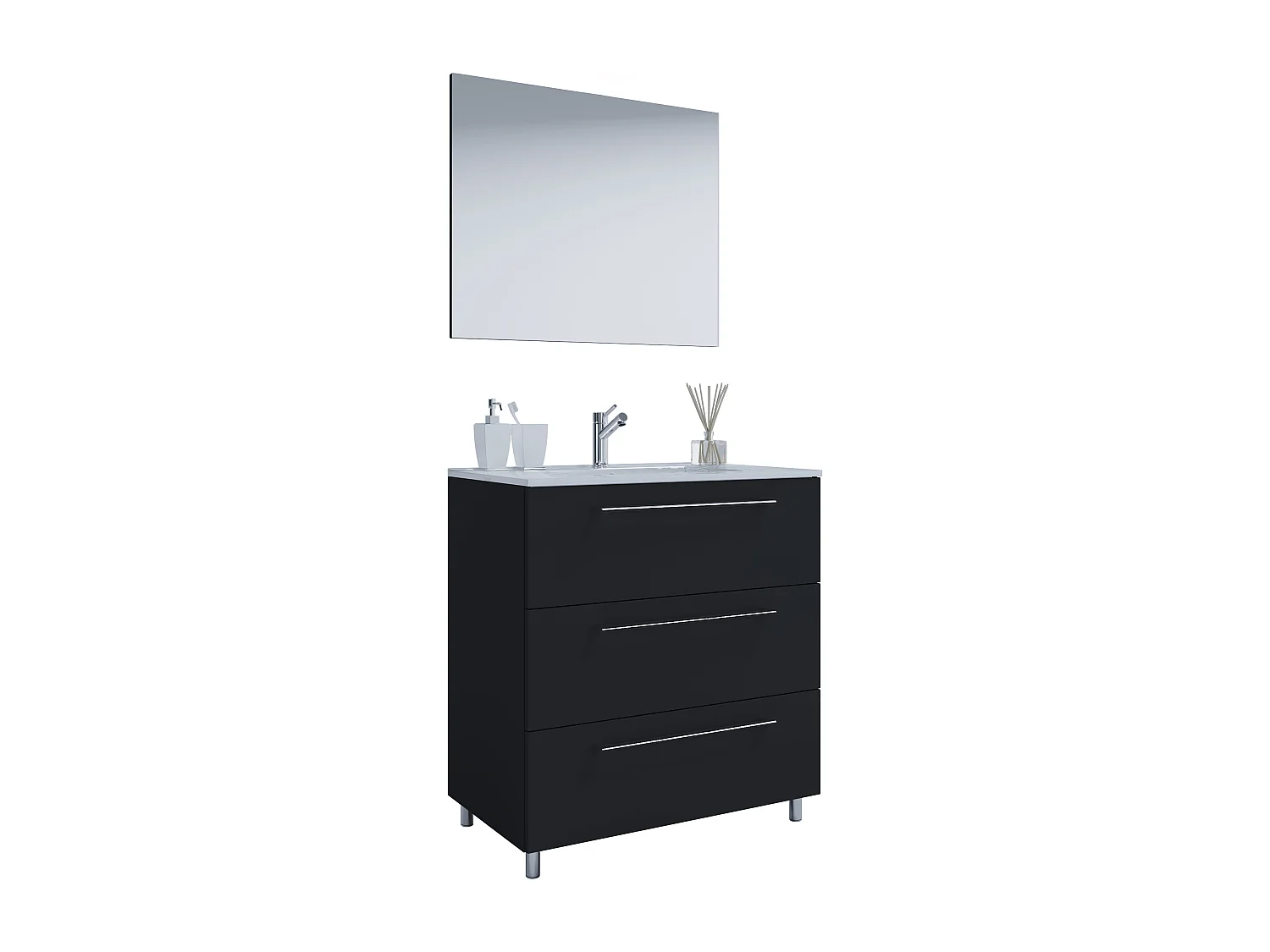 Bathroom furniture washbasin Badinos Black H. 143 x W. 80 x D. 46 cm