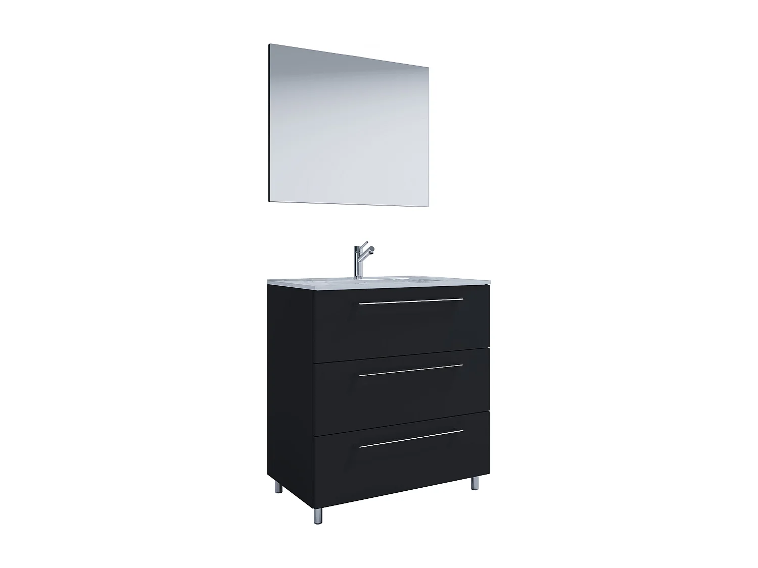Bathroom furniture washbasin Badinos Black H. 143 x W. 80 x D. 46 cm