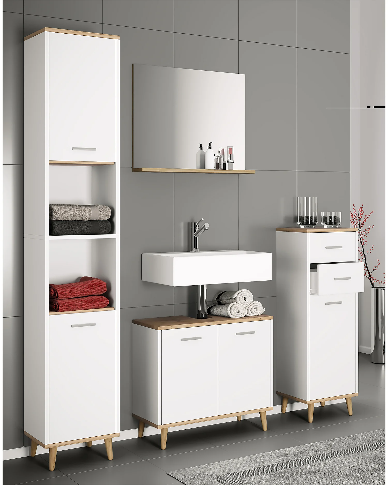 Armadio da bagno in legno Landos