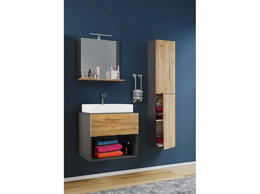 Bathroom furniture washbasin Lendas Anthracite / honey oak 0