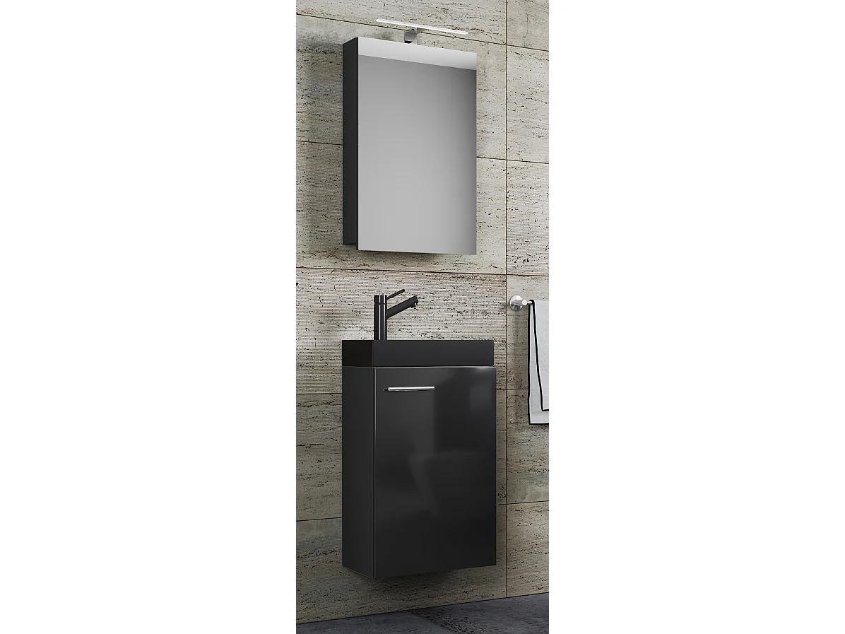 3tlg Waschtisch Slito SC Toilette schmal Schwarz