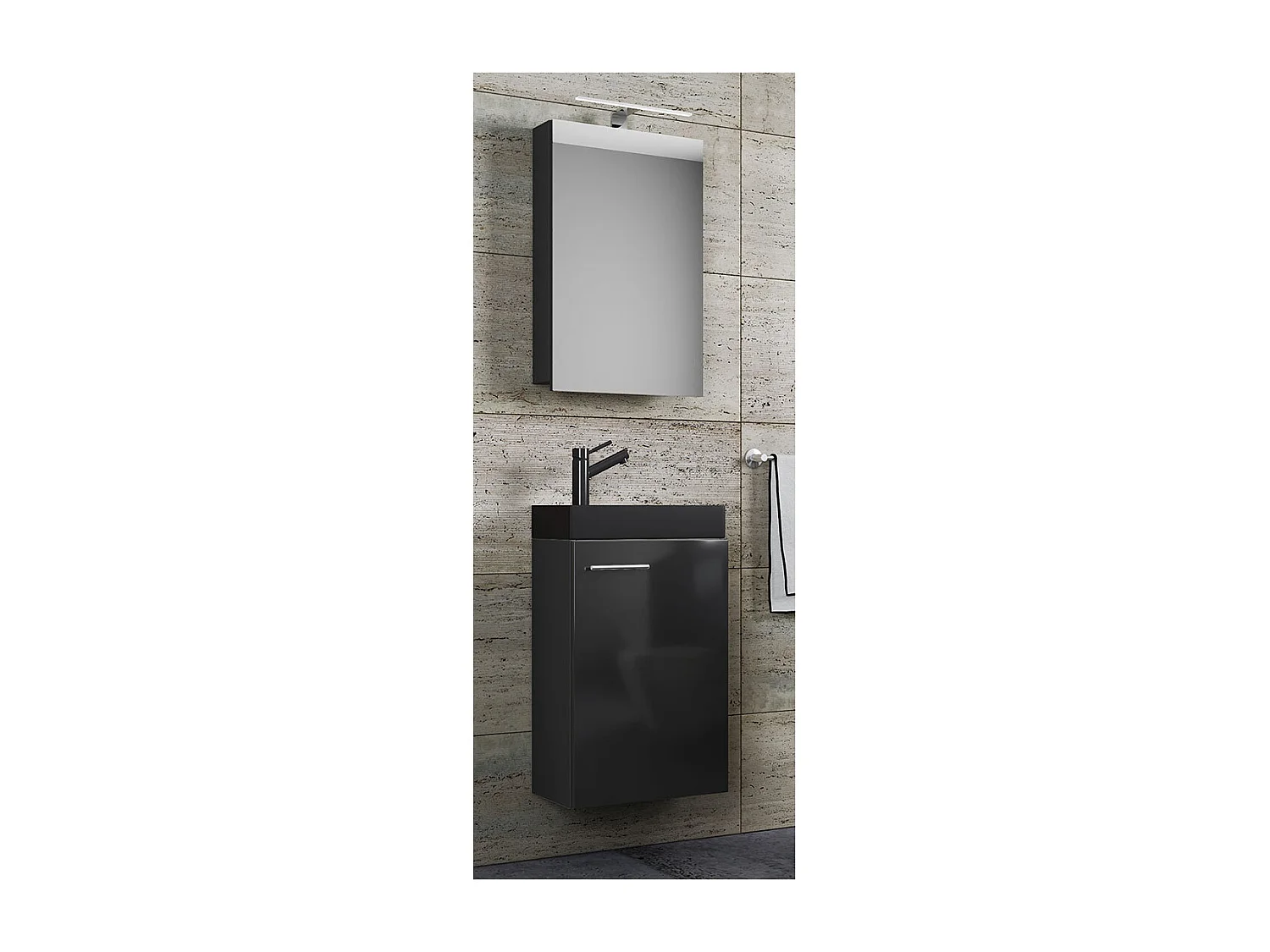 3tlg Waschtisch Slito SC Toilette schmal Schwarz