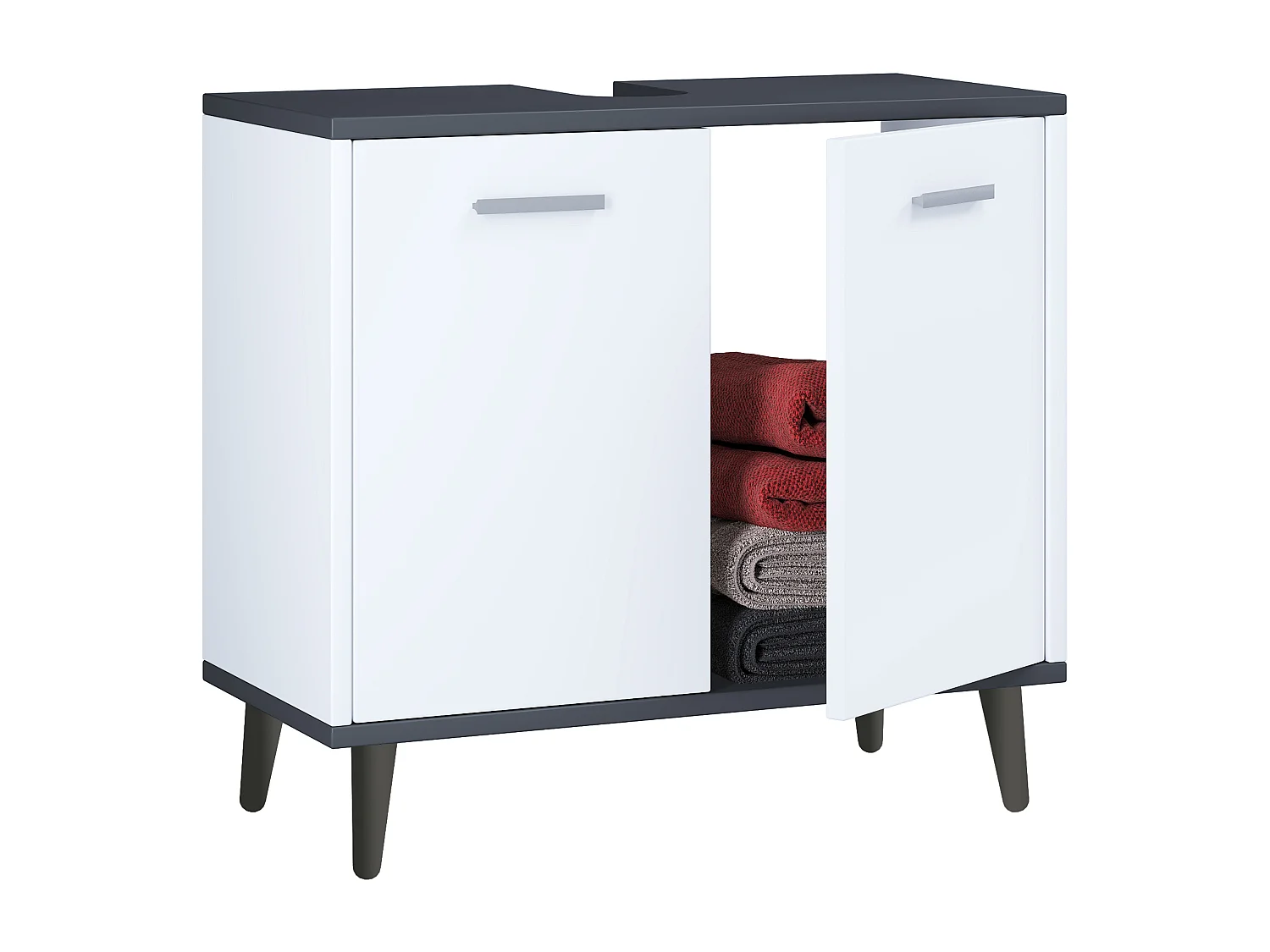Mobilier de badge : sous-armoire de lavage Landos H. 56 x L. 60 x P. 28 cm Blanc / Anthrazit