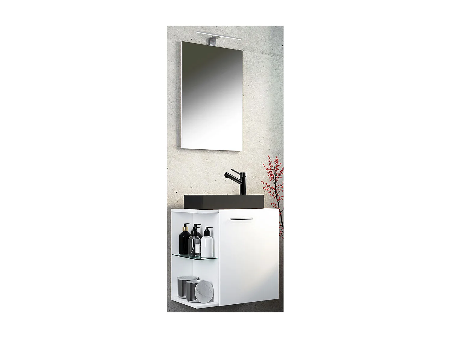 3 pz lavabo Hausa specchio nero