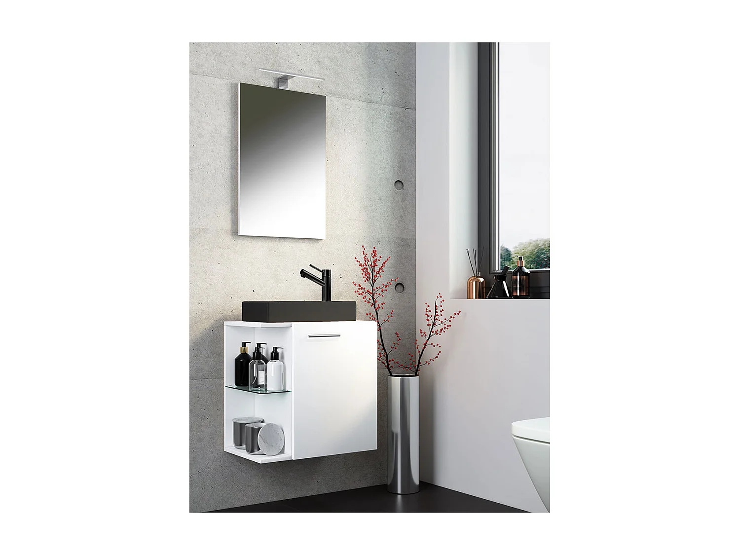 3 pz lavabo Hausa specchio nero