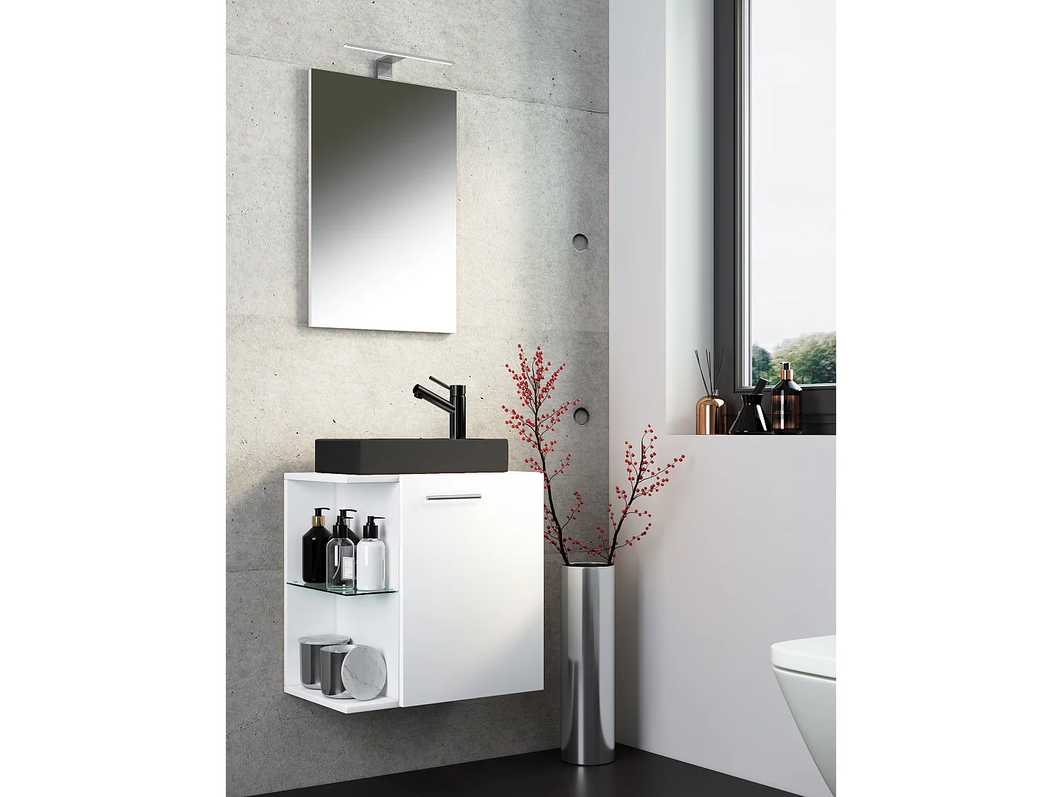 3 pz lavabo Hausa specchio nero