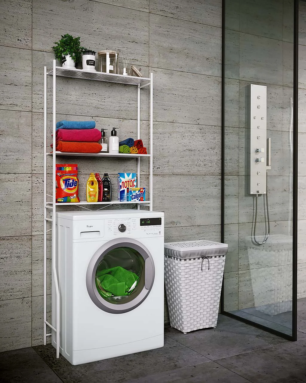 Bathroom furniture washing machine cabinet Tubas White 0