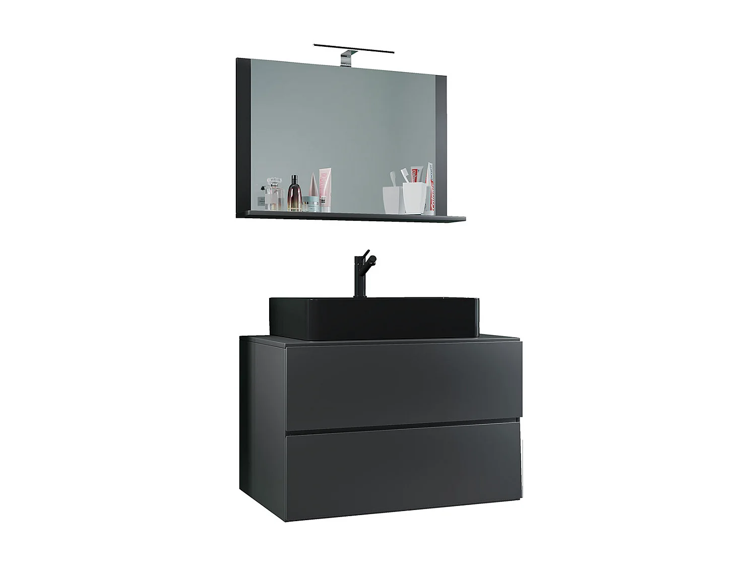 Bathroom furniture washbasin Lendas Anthracite H. 124 x W. 80 x D. 52 cm