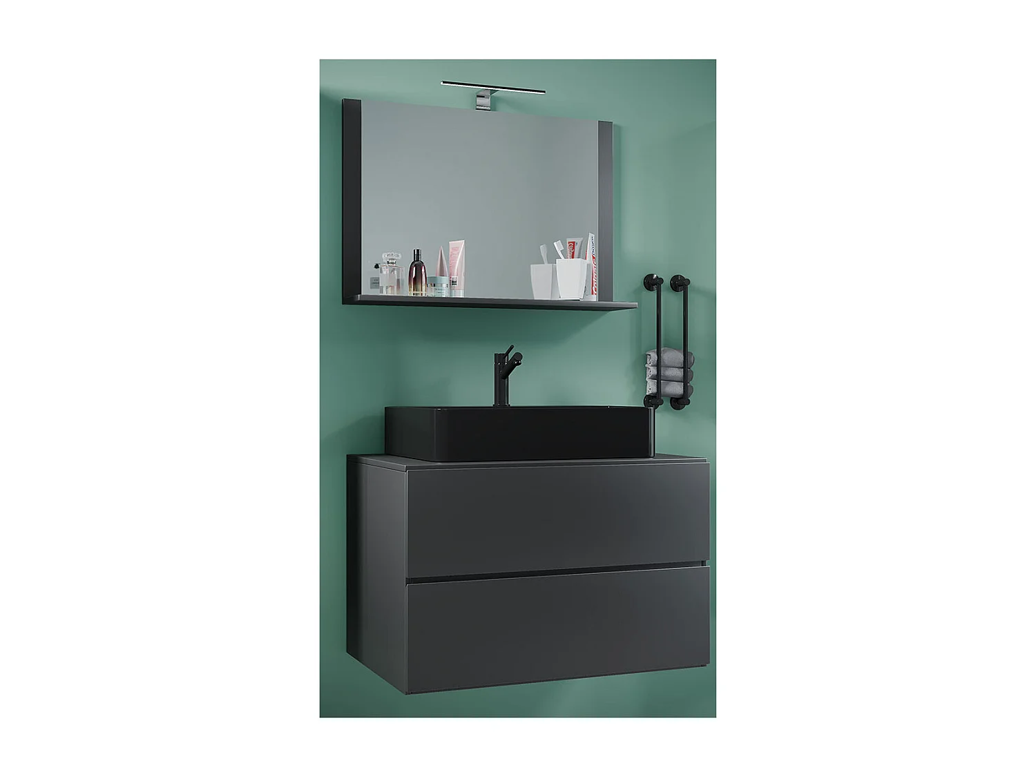 umywalka do mebli łazienkowych Lendas Antracyt W. 124 x S. 80 x G. 52 cm