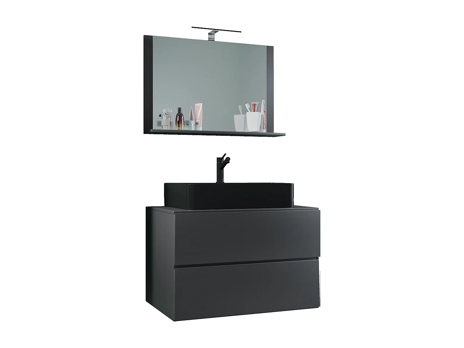 Bathroom furniture washbasin Lendas Anthracite H. 124 x W. 80 x D. 52 cm