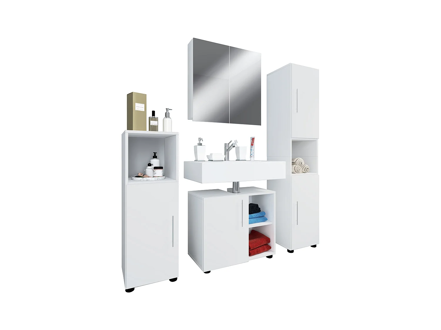 4-tlg. Badmöbel Set Komplett Badschrank Flandu Ill