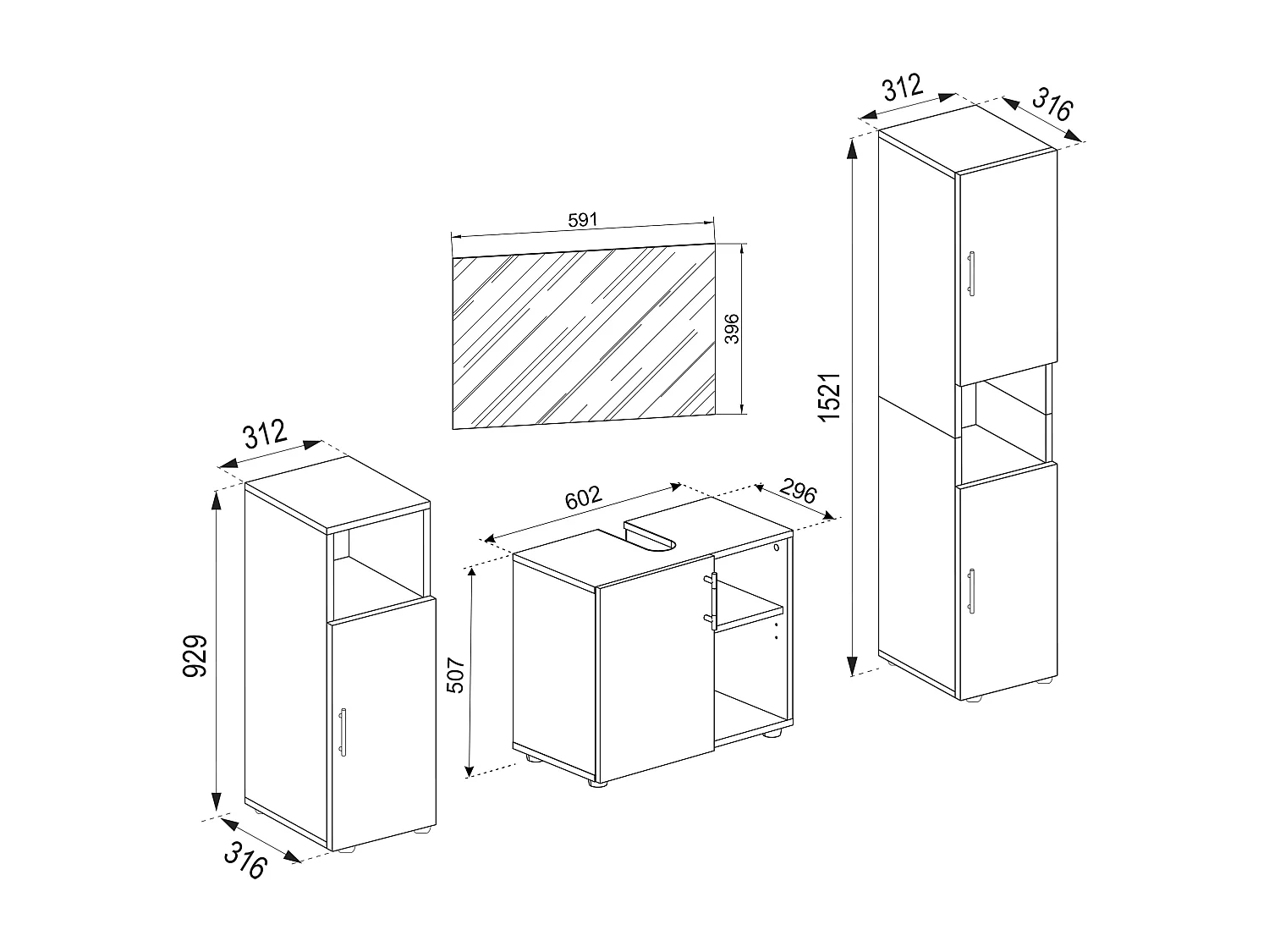 Bathroom furniture sets Flandu White 0