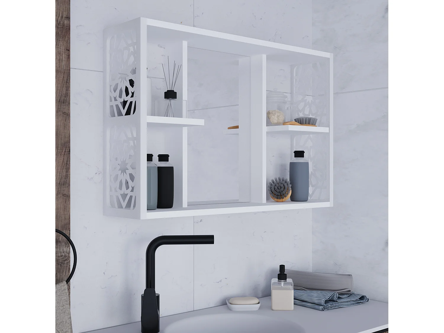 Armoire de toilette en bois Miroir Bamela 46x82