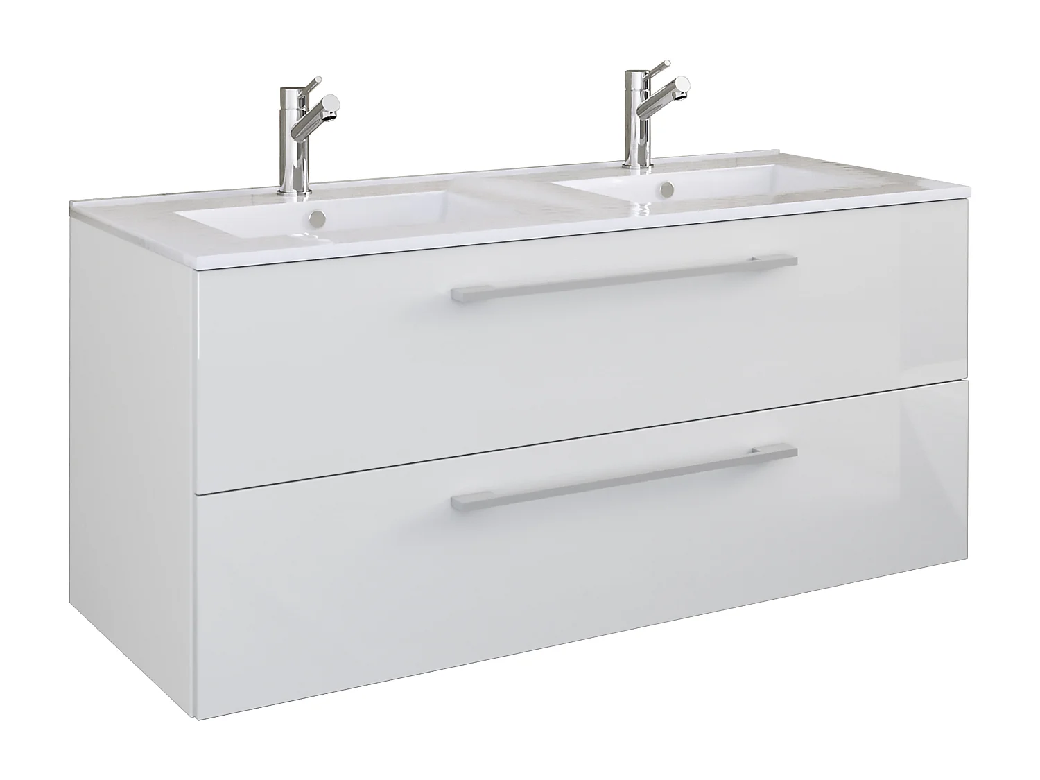 VCM 2 pcs Lavatório duplo | 2x lavatório | Móveis de casa de banho com lavatório de cerâmica | A. 51 x L. 112 x P. 46 cm | Lavatório duplo Budasi (Branco)