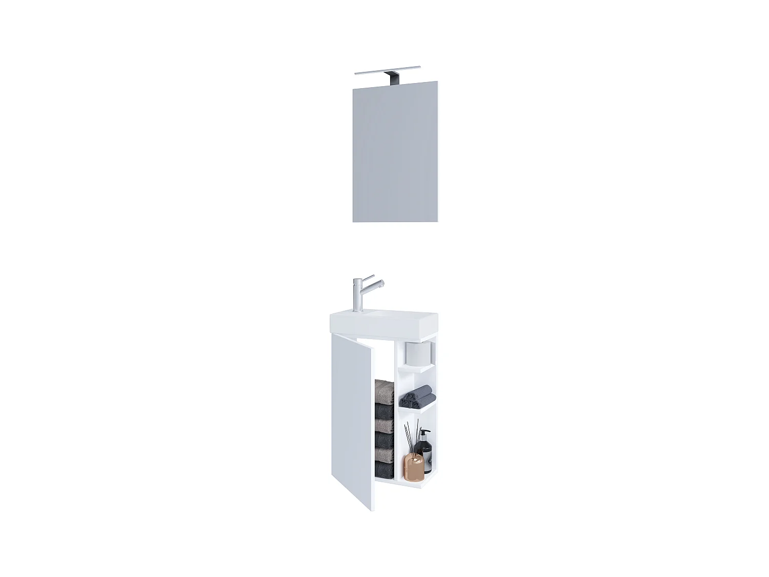 2-tlg Gäste WC Badmöbel Waschtisch Lumia Spiegel