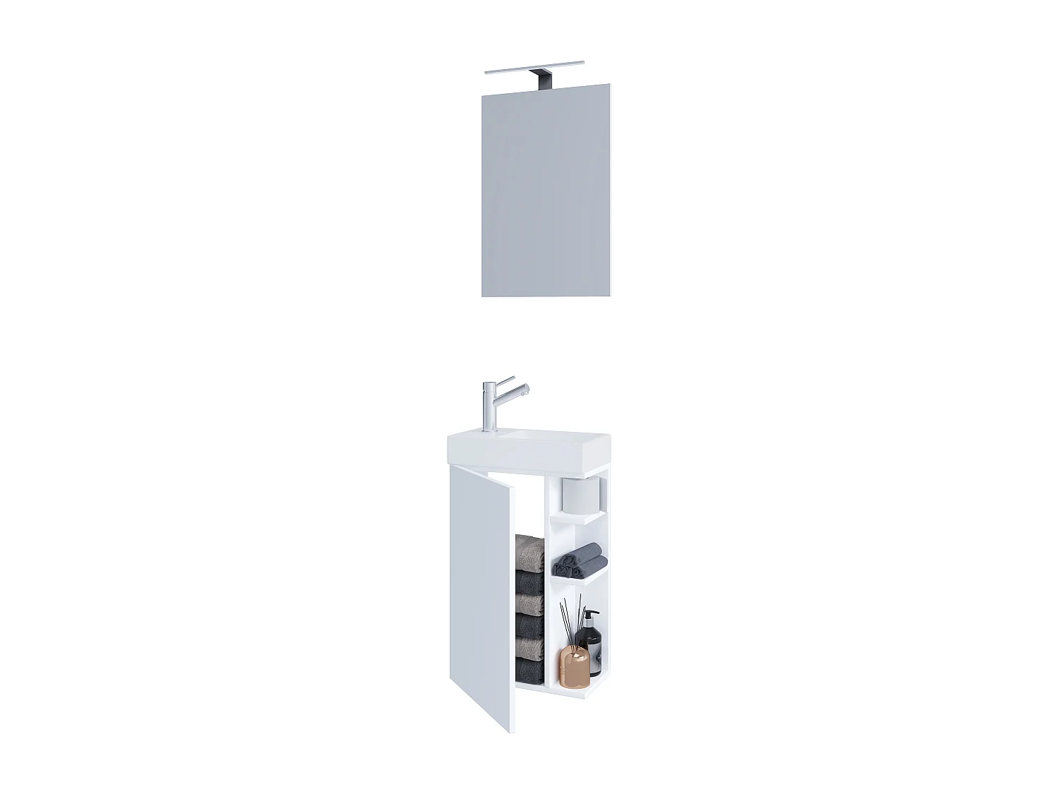 Bathroom furniture washbasin Lumia White H. 129 x W. 40 x D. 22 cm