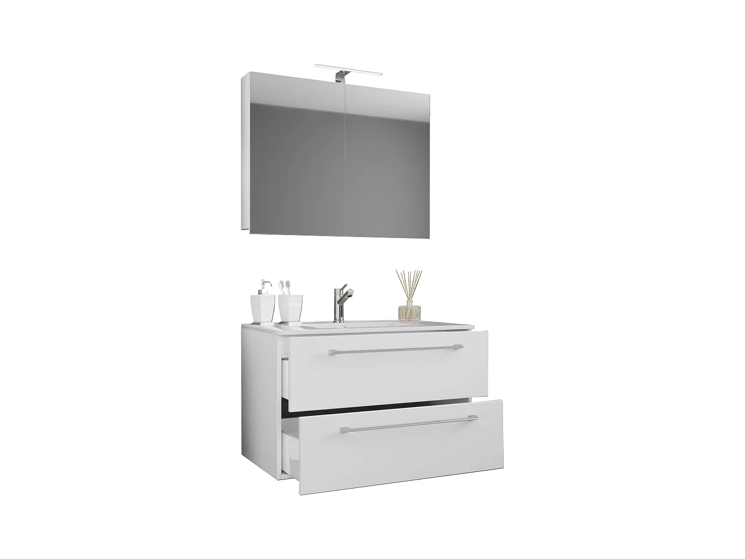 Bathroom furniture washbasin Badinos White H. 111 x W. 60 x D. 46 cm