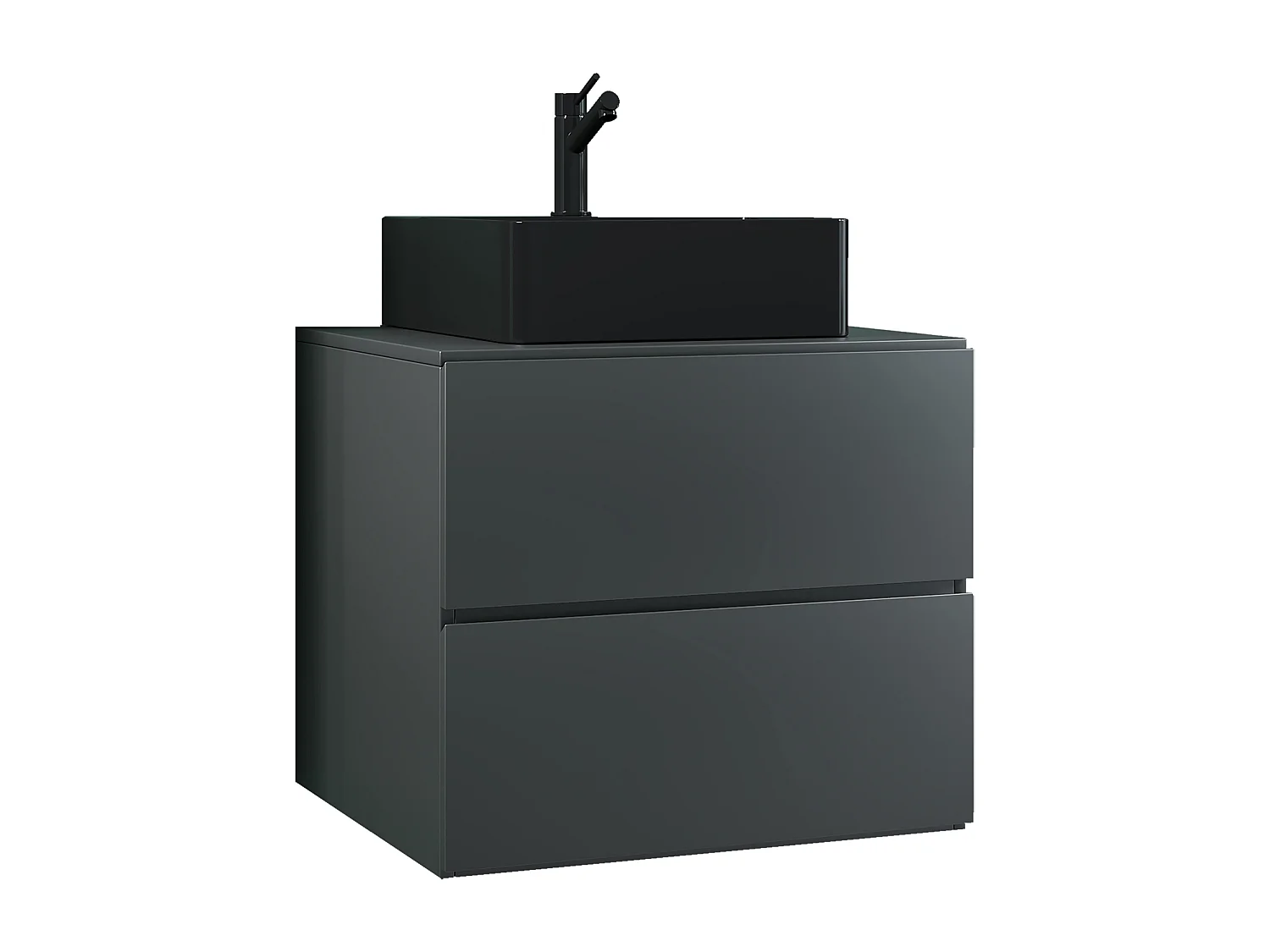 VCM 2 pcs Lavatório | lavatório preto largura inferior do armário 60 cm | Móveis de casa de banho com gavetas | Lendas S BL (Anthracite)