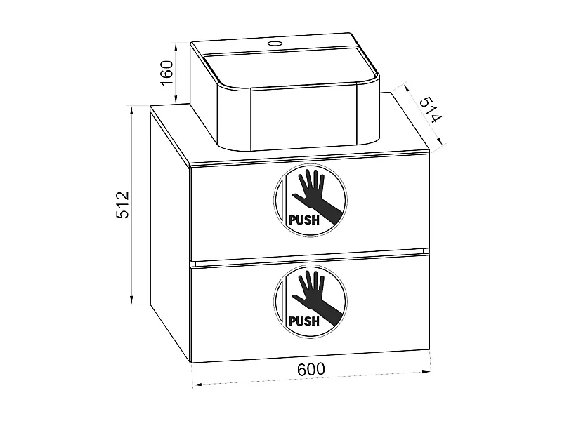 2-tlg. Waschplatz Waschtisch Lendas S Schublade BL