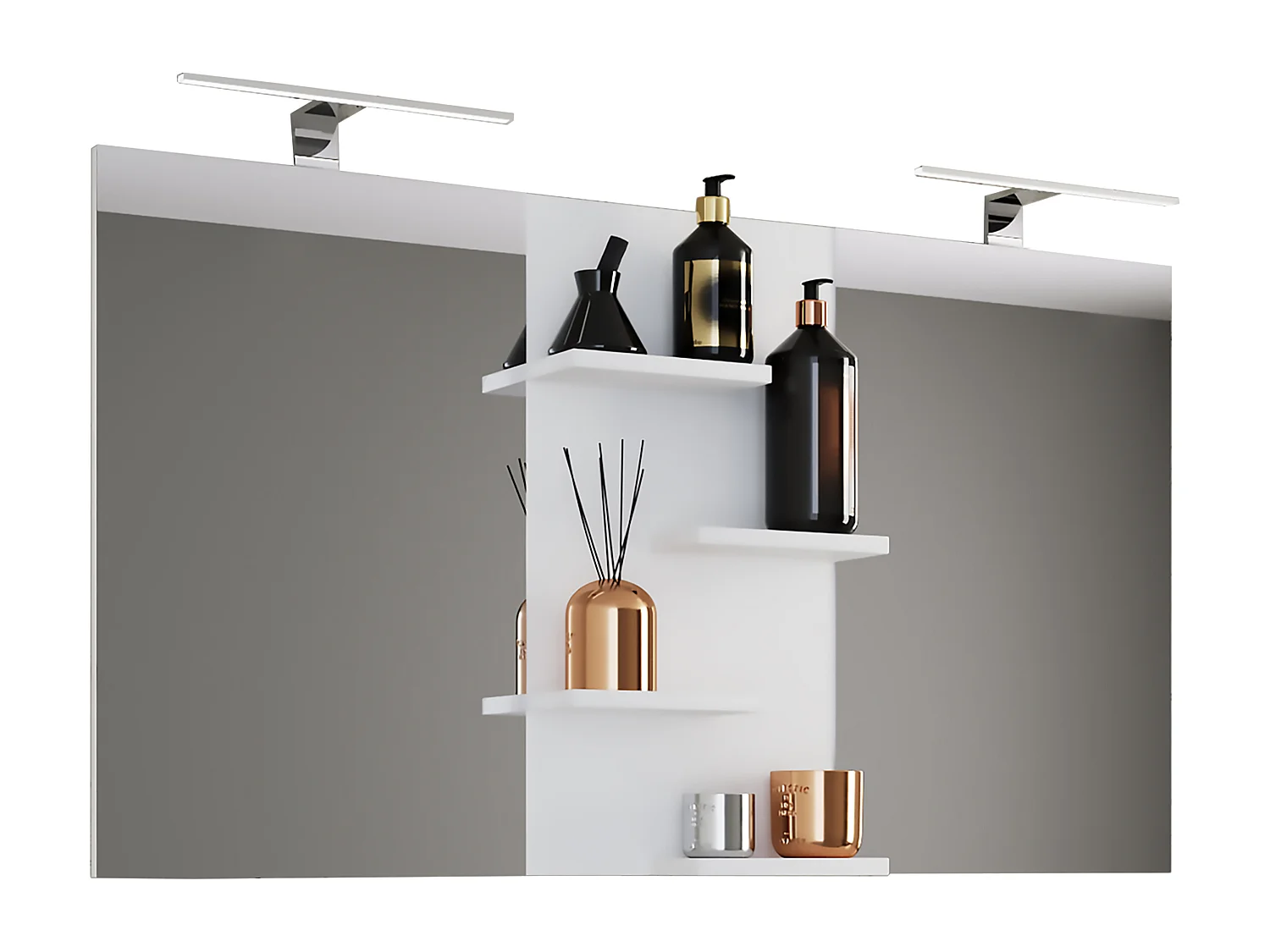 Szerokie lustro kąpielowe lustro Budasi półka