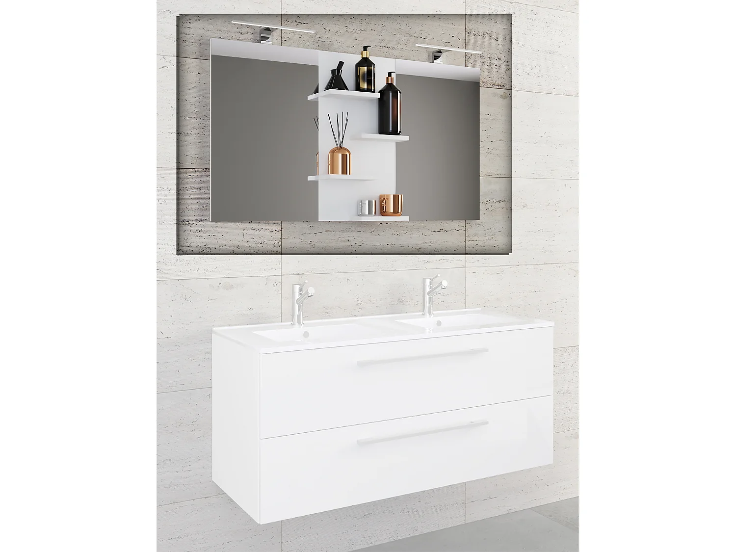 Szerokie lustro kąpielowe lustro Budasi półka