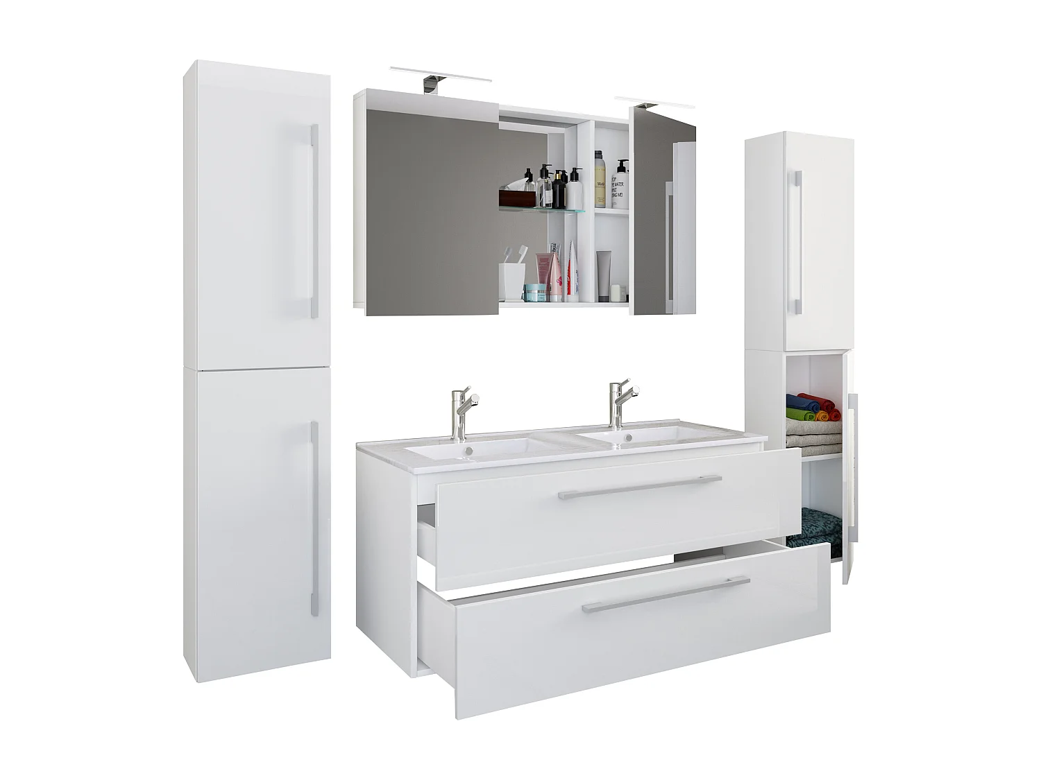 Bathroom furniture washbasin Budasi White H. 150 x W. 178 x D. 46 cm