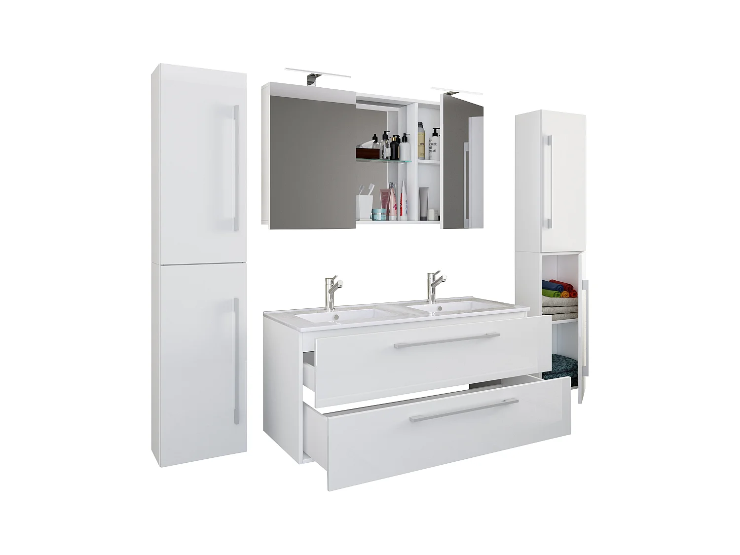 Bathroom furniture washbasin Budasi White H. 150 x W. 178 x D. 46 cm
