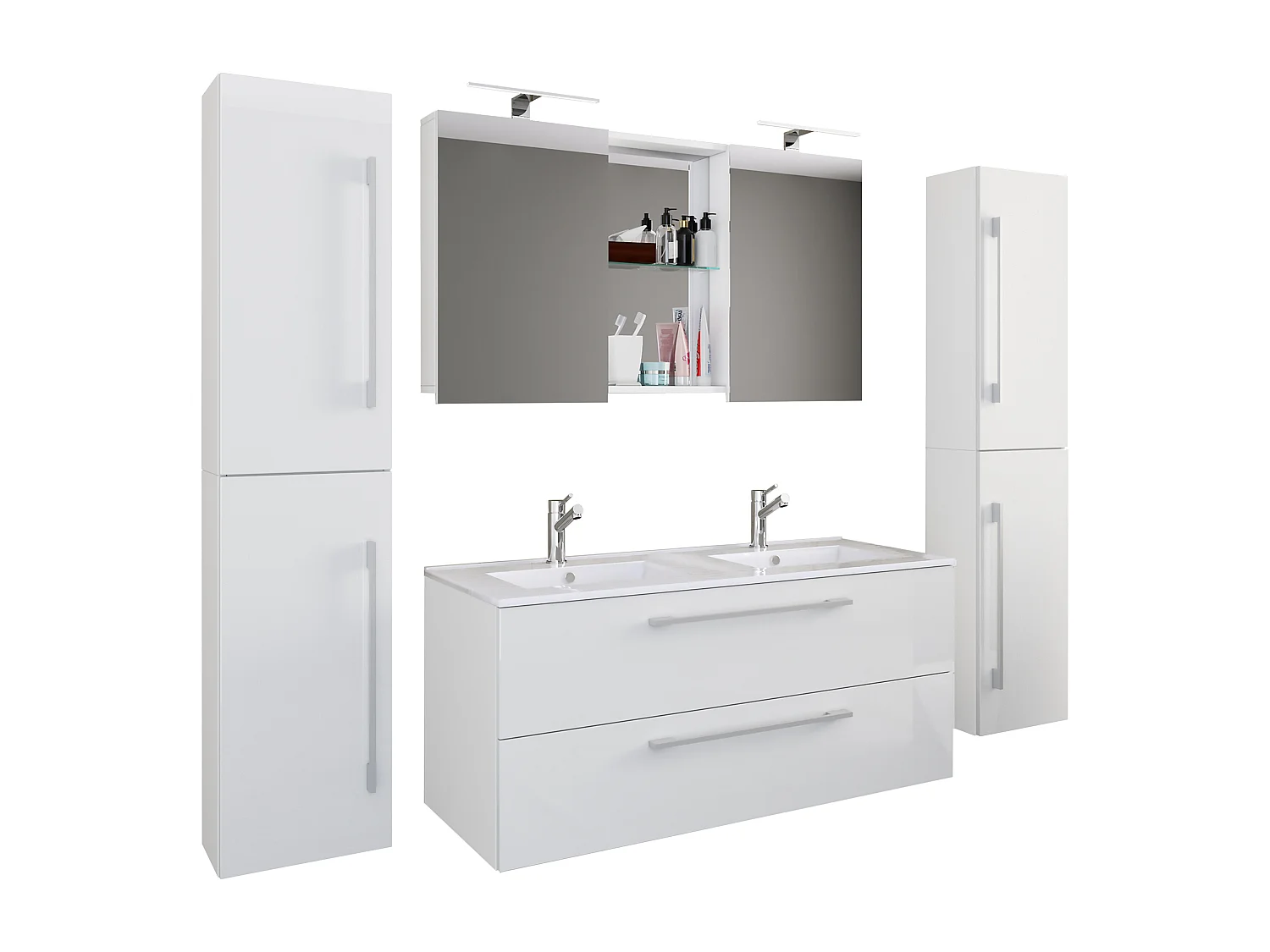 Bathroom furniture washbasin Budasi White H. 150 x W. 178 x D. 46 cm